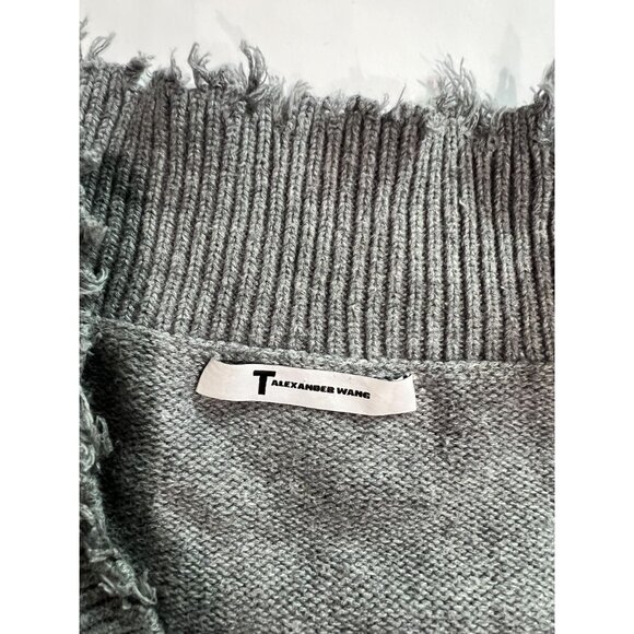 T Alexander Wang Raw Edge V-Neck Sweater in Grey - Picture 4 of 4